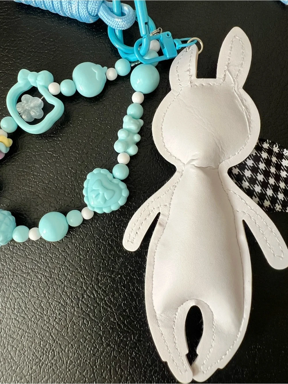 Blue Bunny Bag Charm & Beaded Wristlet Set